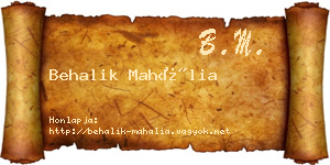 Behalik Mahália névjegykártya